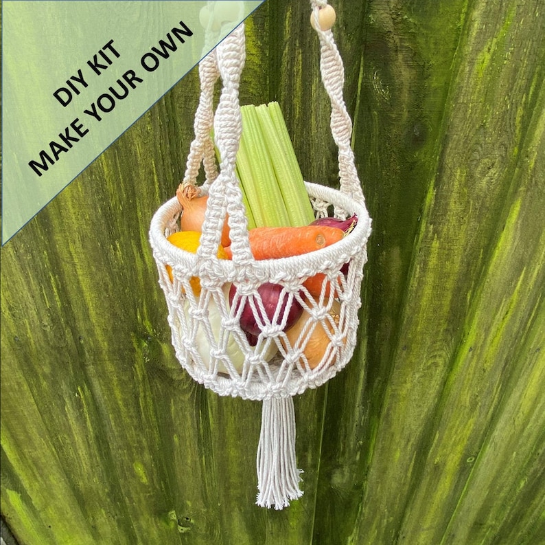 Everything you need to create your own Hanging Basket. DIY Macrame Hanging Vegetable Basket Kit