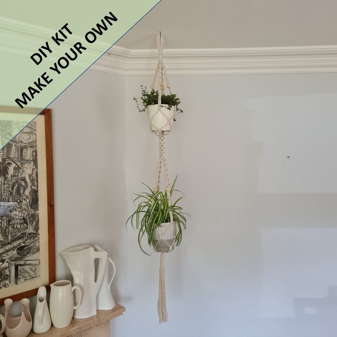 DIY Macrame Double Plant Hanger Kit. Everything You Need to Create Your ...