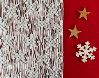 Macrame 'Christmas Stars' table runner, coffee table decor, boho, cottagecore, festive table decoration