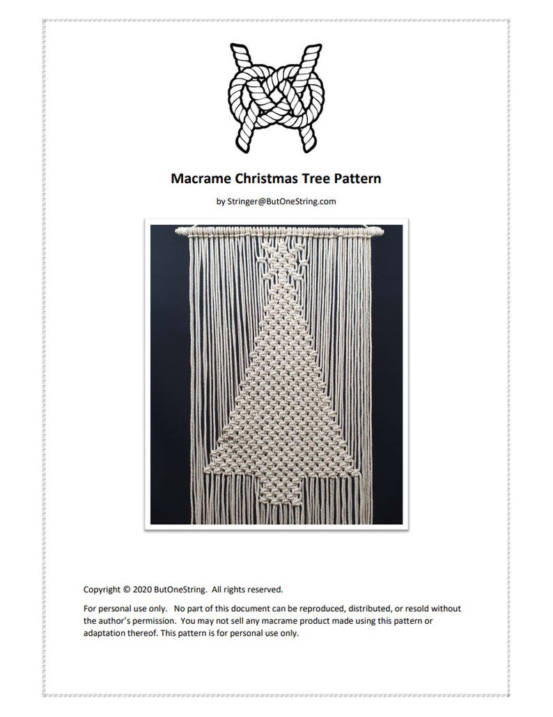 Macrame Christmas Tree Pattern, Instant Digital download of Written PDF with photos by ButOneString, Beginner DIY Macrame Pattern image 2