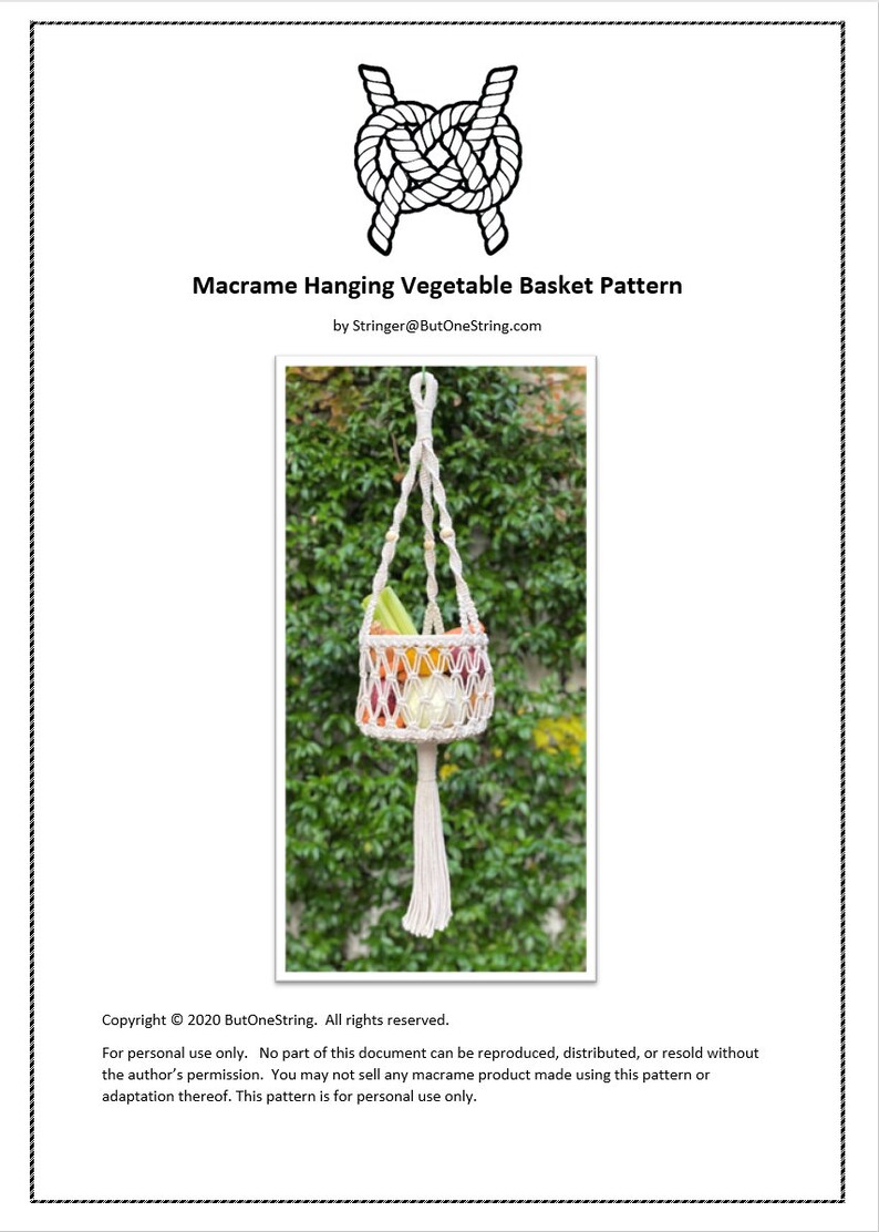 Everything you need to create your own Hanging Basket. DIY Macrame Hanging Vegetable Basket Kit