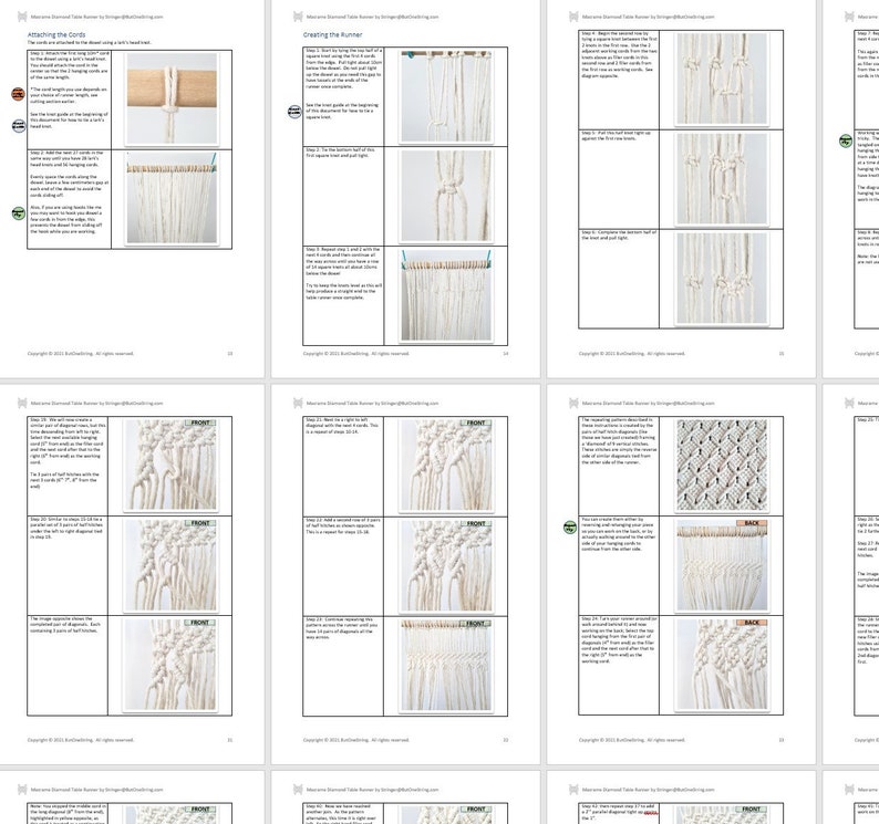 Macrame 'Diamond' Table Runner Pattern, Téléchargement numérique instantané du PDF écrit avec des photos de ButOneString, DIY Macrame Pattern image 6