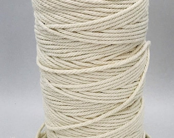 Natural Cotton Cord Rope DIY Macrame Cord Wall Hanging Plant Hanger Craft Making Knitting Rope Home Decoration 13 Colors 3mm*200m//4mm*110m Yellow, 3mm