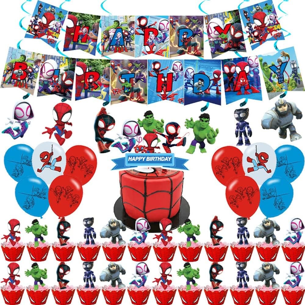 Ballons en aluminium Spidey Anniversaire Spidey et ses super amis Ballons  Décorations Joyeux anniversaire Fond de gâteau Topper Décorations de fête :  : Loisirs créatifs