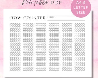 Knitting & Crochet Row Counter Printable Sheet PDF, Track up to 600 Rows, Minimalistic, Instant Digital Download