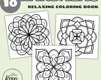 Mandala Coloring Pages, Instant Digital Download PDF, Bold and Easy, Cozy and Relaxing Coloring Pages for Adults and Children