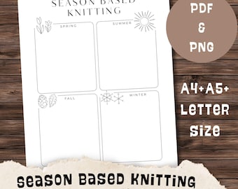 Página de tejido por temporada, organizador, rastreador y plantilla de diario, Yarn Addict, descarga digital instantánea imprimible minimalista