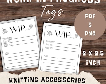 Work In Progress WIP Tags Knitting Project Journal Page, Organizer Yarn Addict, Minimalistic Printable Instant Digital Download