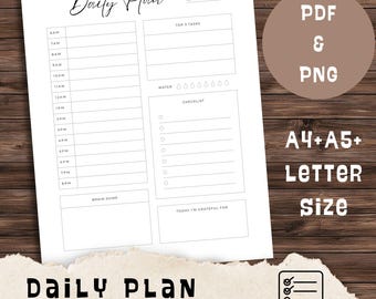 Daily Planner Digital, Tracking Content Planner Calendar, Minimalistic Organize Your Day, Intention Life Planner, Instant Download Printable