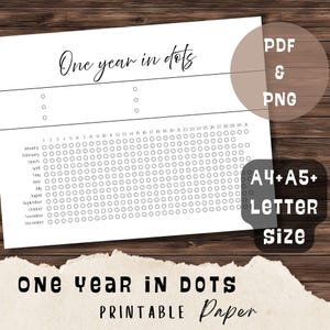 Planejador Digital One Year in Dots, Calendário de Acompanhamento, Organize Seu Ano Minimalista, Planejador de Vida Intention, Download Instantâneo para Imprimir