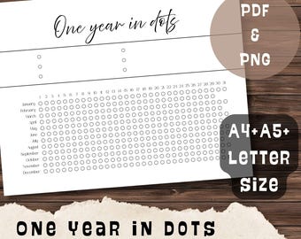 One Year In Dots Digital Planner, Tracking Calendar, Minimalistic Organize Your Year, Intention Life Planner, Instant Download Printable