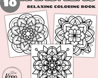 Mandala Coloring Pages, Instant Digital Download PDF, Bold and Easy, Cozy and Relaxing Coloring Pages for Adults and Children