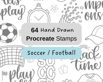 Football Procreate Stamp Brushes | 65 Sports Doodle Stamps | Soccer Clipart Brush Set | Planner, Sticker & Illustration Brushes