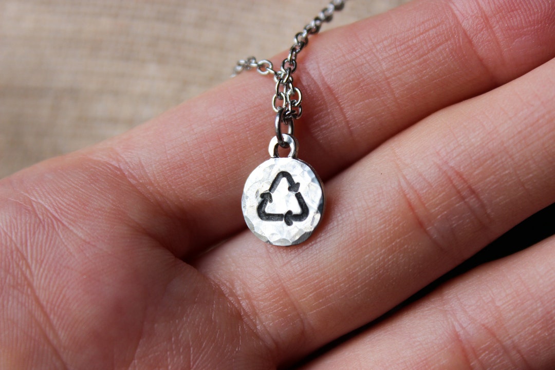 Recycle Symbol Necklace//reduce Reuse Recycle Small Necklace - Etsy