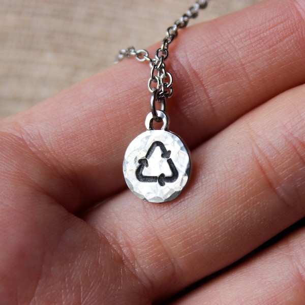 Recycle Symbol Necklace//Reduce Reuse Recycle Small Necklace