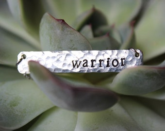 Warrior Necklace, Silver Hammered Bar, Strong Woman Gift