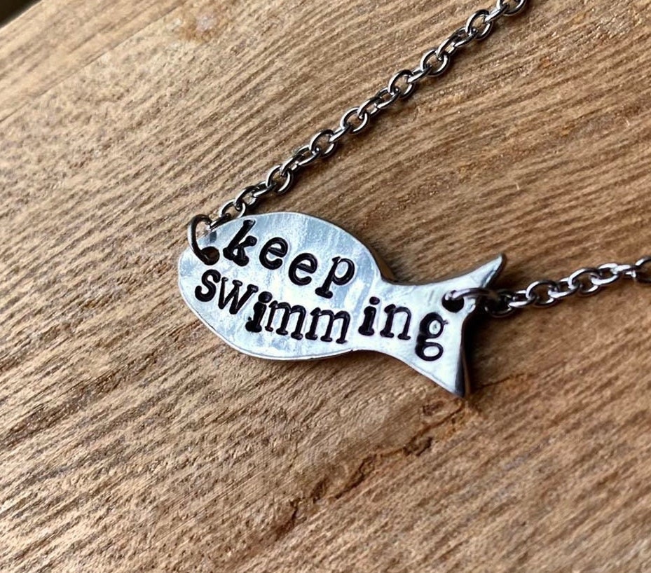 Just Keep Swimming handmade aluminum bracelet – Wander & Co.
