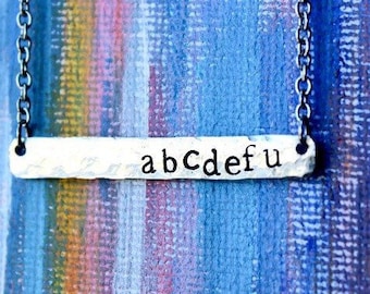 Abcdefu Hammered Bar Necklace