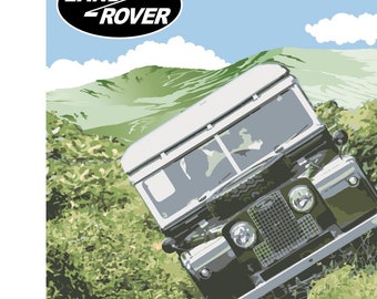 Vintage Style 1950's-60's Land Rover Pick-up 4x4 Australia Motoring Mancave Advert Poster Print Souvenir Gift Poster A4 A3 A2 in Retro style