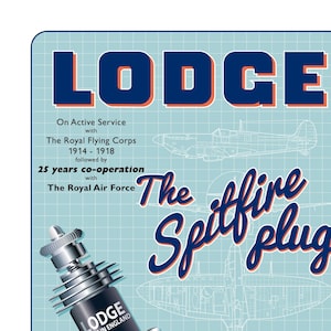 Vintage Style 1940&#39;s Lodge Spark Plug Spitfire Plane Aircraft Car Advert Poster, Print, Souvenir, Gift, Poster, A4, A3, A2 in Retro style