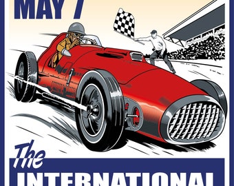 Vintage Style Brooklands International Trophy 1938 Poster, Racing Motoring Advert, Print, Souvenir, Gift, Poster, A4, A3, A2 in Retro style