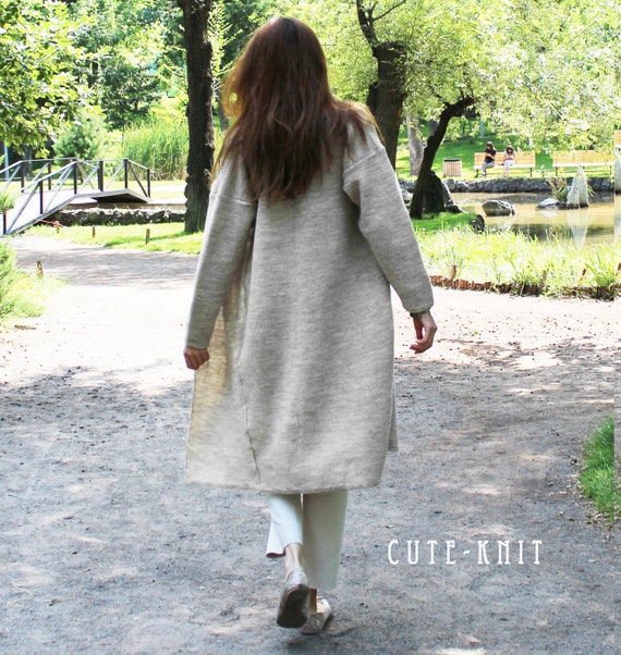 CuteKnitStudio Open Front Cardigan / Beige Cardigan / Long Cardi / Women Cardigan / Knit Cardigan / Thin Long Cardigan / Honeycomb Cardigan / Knit Jacket
