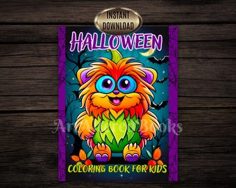 Printable Cute Halloween Coloring Page Set of 24| Kids Halloween Activity Book| School Classroom Halloween Games| Instant Download