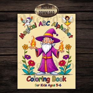 Printable Magical ABC and Numbers Coloring Pages for Kids| Alphabet Activity Book for Kindergarten & First Grade| Instant Download (PDF)