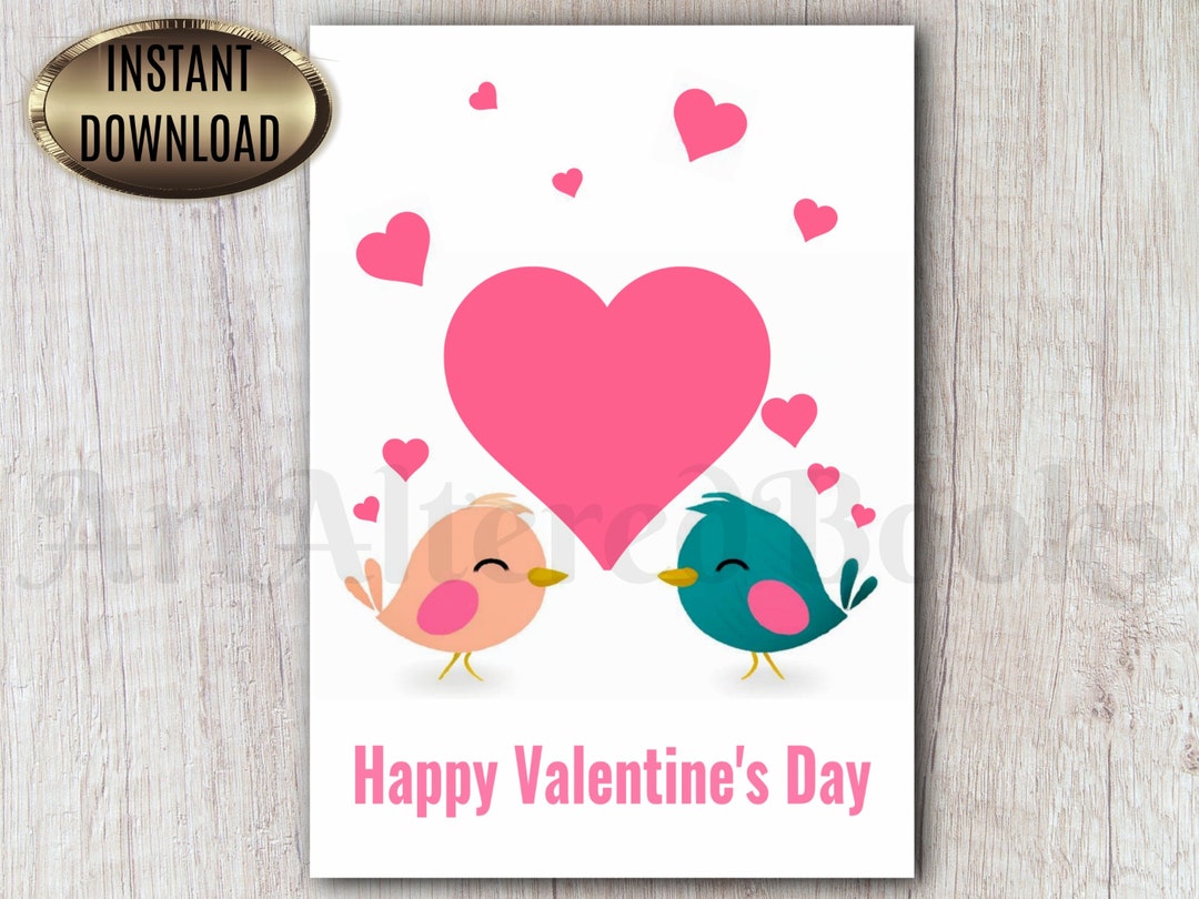 Love Birds Valentine's Day Card | Printable Greeting (digital Download ...