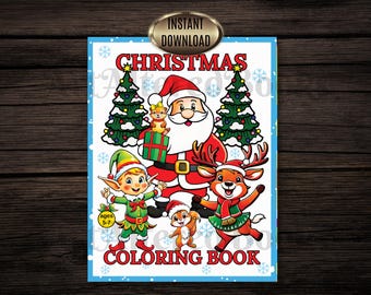 Leuke kerstkleurplaten set voor kinderen van 5-7 jaar – afdrukbaar vakantiekleurboek, direct downloaden