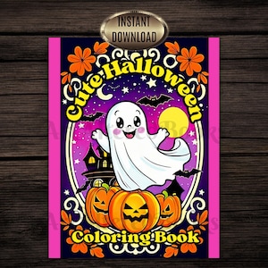 Cute Printable Halloween Coloring Page Set of 24: Kids Halloween Activity Book (Instant Download PDF)