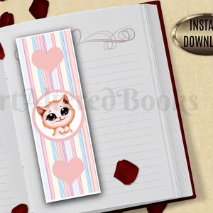 Printable Valentine’s Bookmark Set With Cats| Cute Cat Digital ...