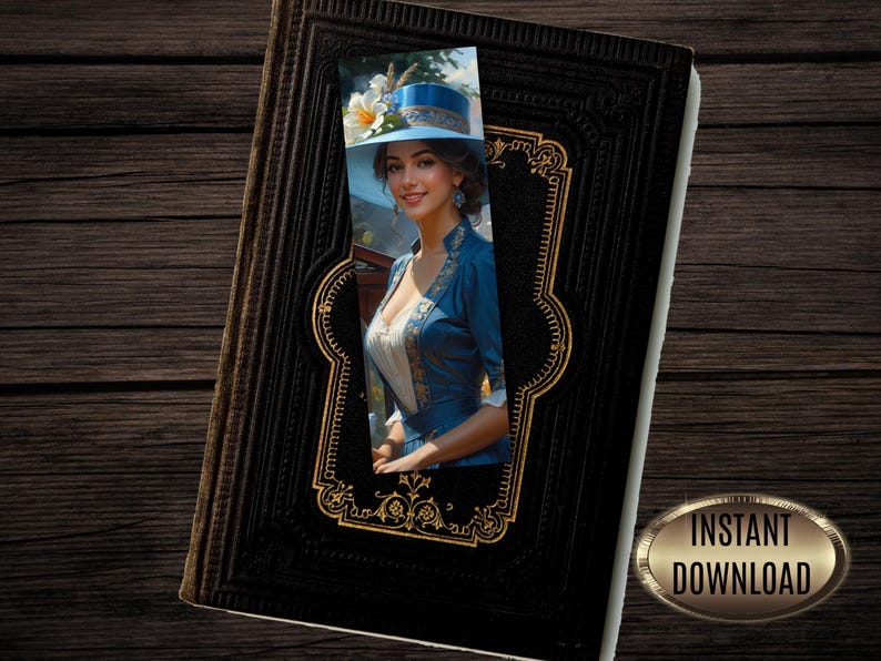 Victorian Lady Bookmarks: Vintage Women in Hats (PDF, Set of 28) image 5