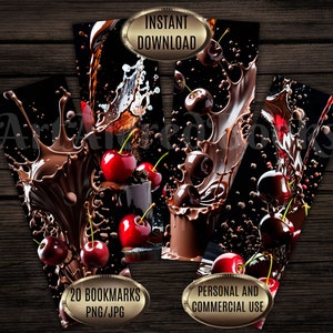 Bladwijzers met kersenchocolade: grappige afdrukbare set (digitale download)