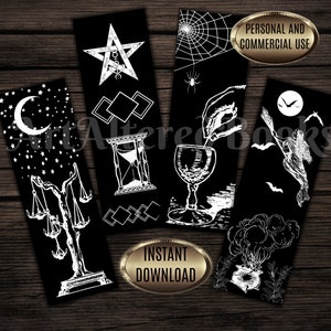 Witchy Bookmarks Set: Dark Magic, Halloween Designs (Digital Download)