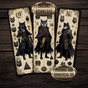 Witchy Bookmarks Set: Victorian Dark Magic Style (Instant Download, PDF/ JPG) image 1