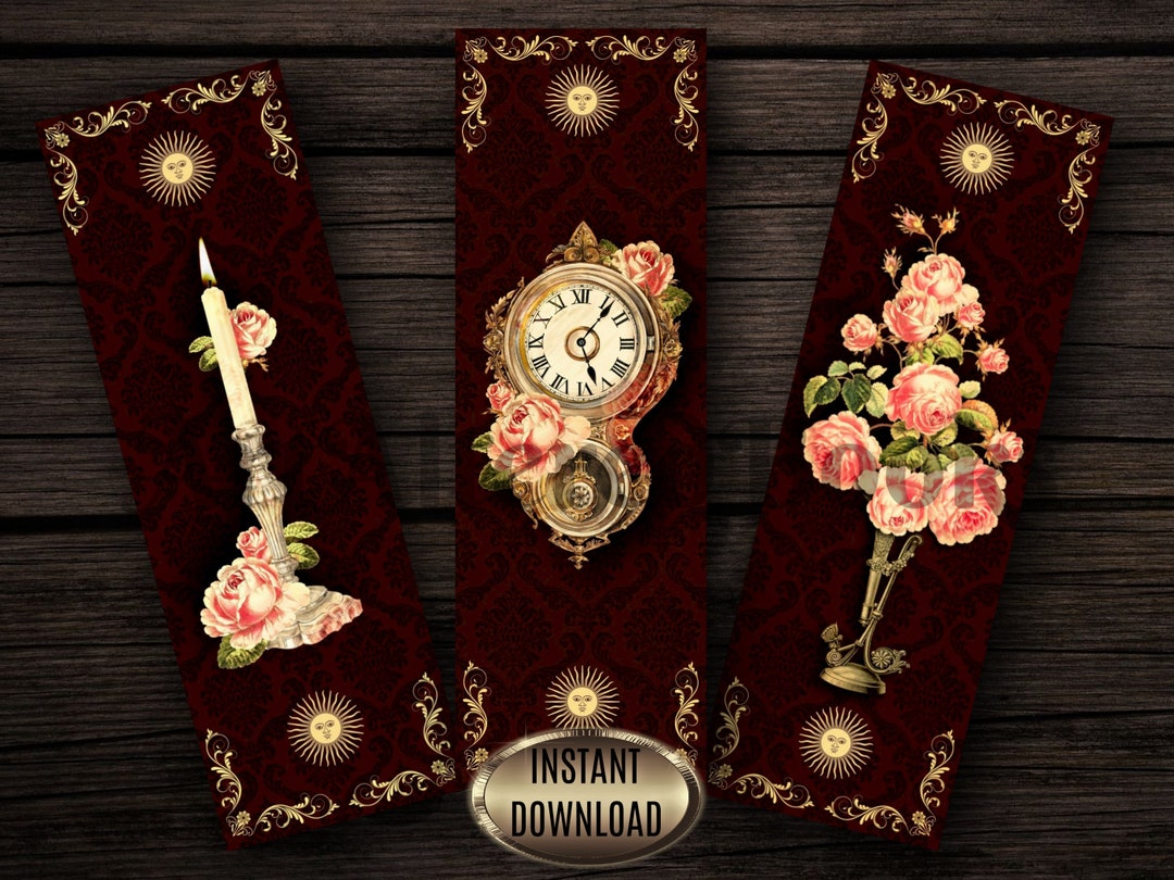 Set of Victorian Printable Bookmarks Floral Bookmarks - Etsy
