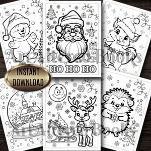 Printable Christmas Coloring Pages: Adorable Holiday Kids Activity (Instant Download)