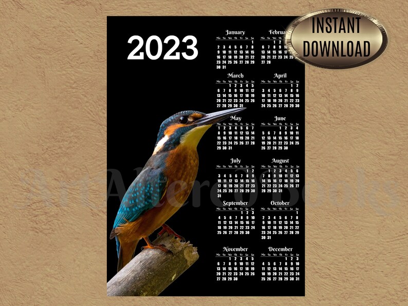 2025 Kingfisher Calendar Printable Wall Calendar One Page Etsy Ireland