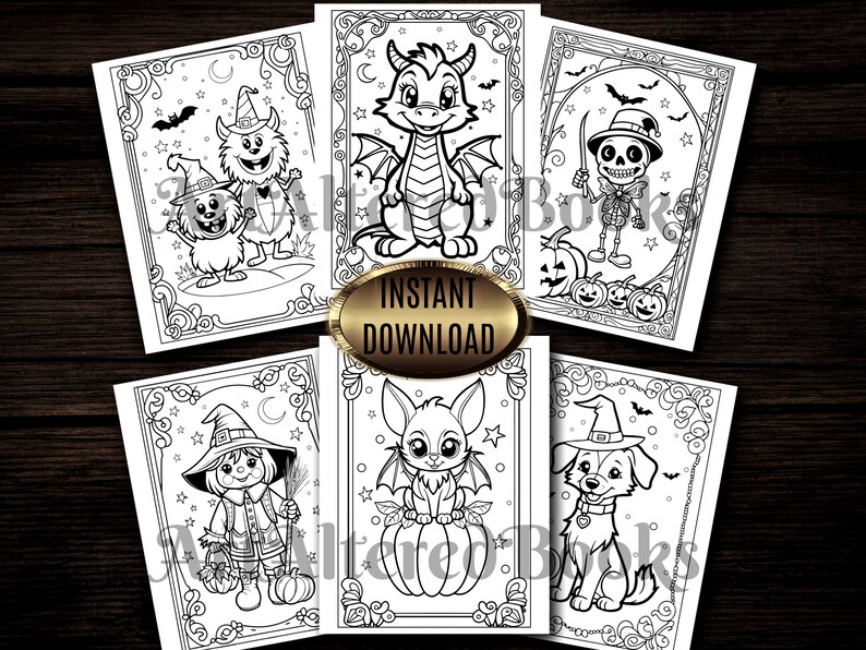 Cute Printable Halloween Coloring Page Set of 24: Kids Halloween ...