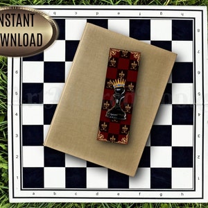 Printable Black Chess Bookmarks| Chess King Bookmark| Chess Pawn ...