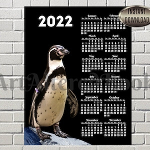 2022 Penguin Calendar Printable Wall Calendar One Page | Etsy