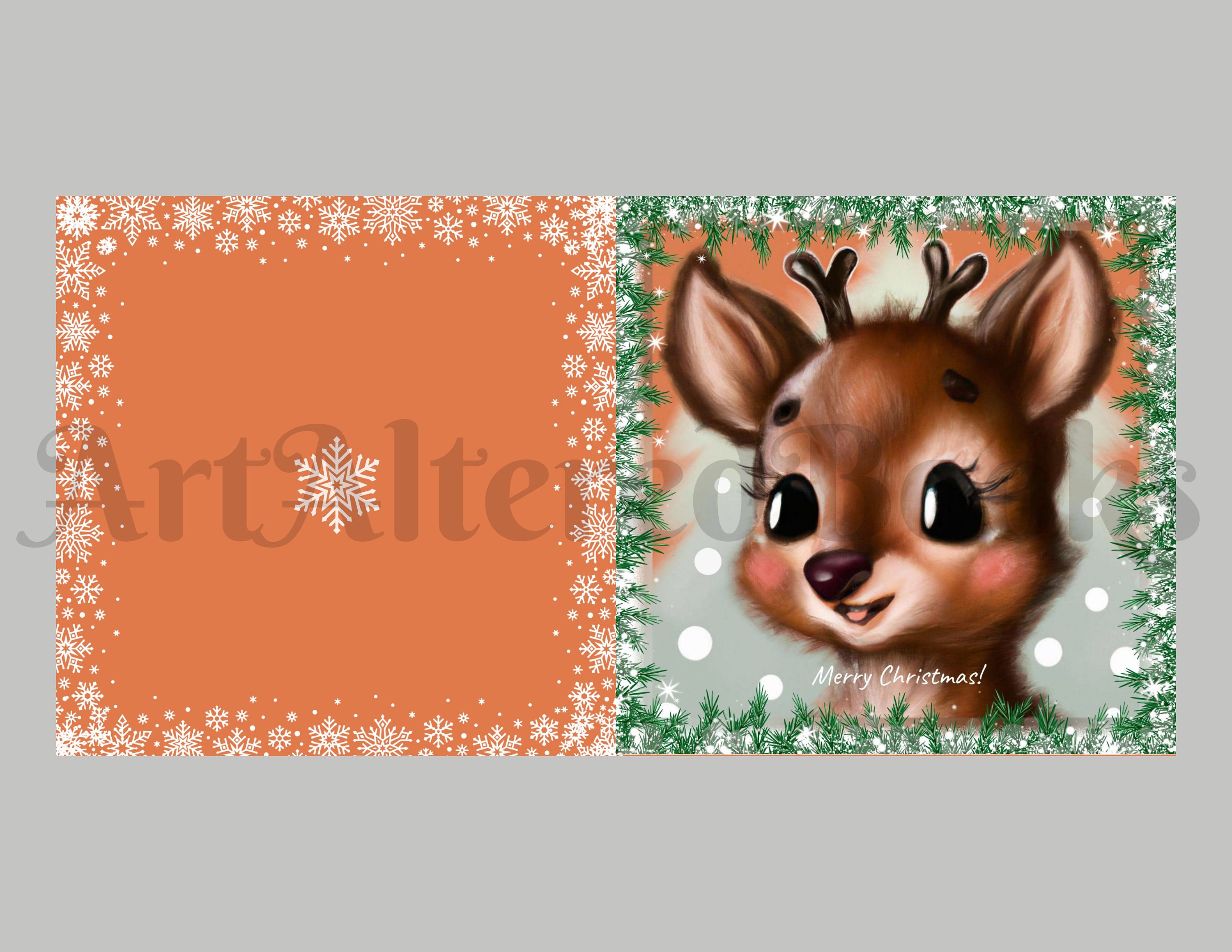 Printable Merry Christmas Baby Deer Card and Stickers Sweet Fawn Card ...