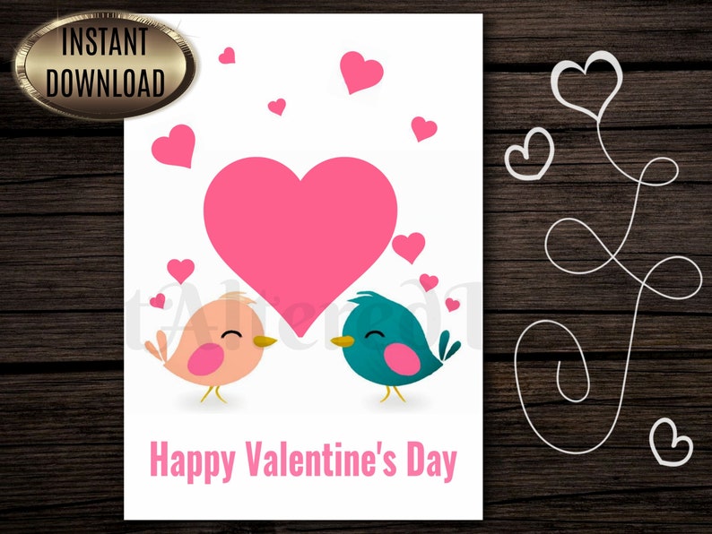Love Birds Valentine's Day Card | Printable Greeting (digital Download ...