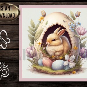 Cartes de Pâques imprimables avec lapin de style vintage | Carte numérique Lapin| Carte Panier de Pâques| Carnets de printemps | Téléchargement instantané