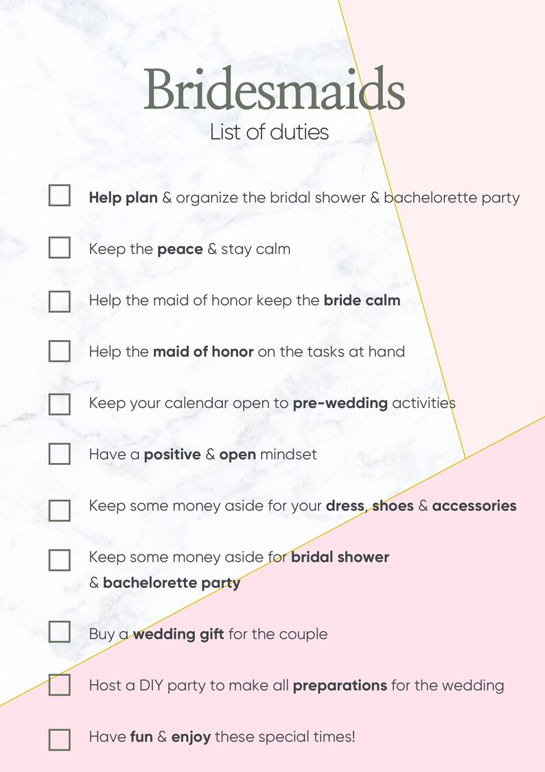 Bridesmaid Duties Pink Bundle Printable To Do List And Etsy 21-insanely-creative-ways-to-ask-will-you-be-my-bridesmaid