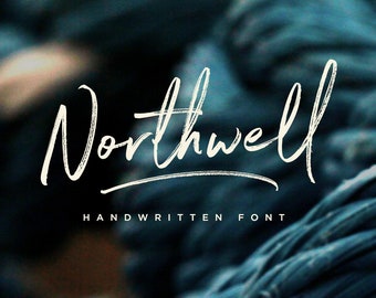 Northwell - Digital Script Font, Rustic, Cool, Modern, Handwriting, Handwritten, Textured, Clean, Signature, for Logos, Products, Prints