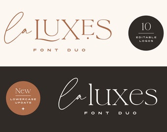 La Luxes Fonts and Logo Templates - Luxury Script and Serif Font, Editable Logo Designs, Branding Kit, Wedding Invites