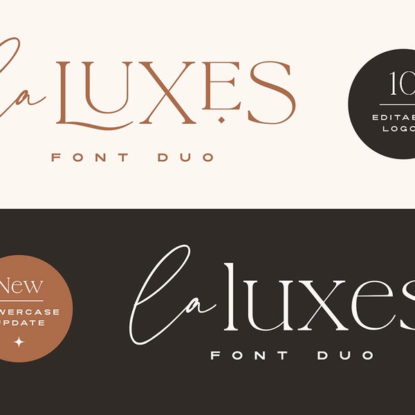 Polices et modèles de logo La Luxes - Script de luxe et police Serif, conceptions de logo modifiables, kit de marque, invitations de mariage