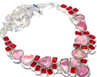 Garnet Gemstone Handmade 925 Sterling Silver Jewelry Necklace 18 Christmas Festival Special Necklace Adjustable Neckalce Aaa+Rhodochrosite